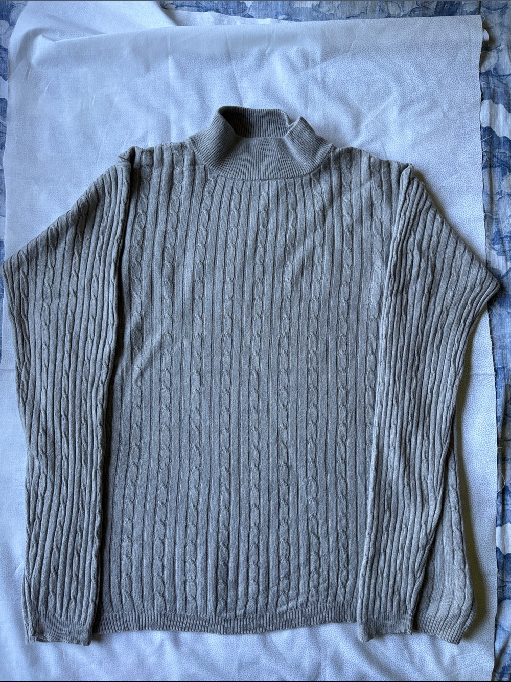 Silk and Cashmere Croft & Barrow Women's Cable Turtleneck SweaterLight Gray- XL